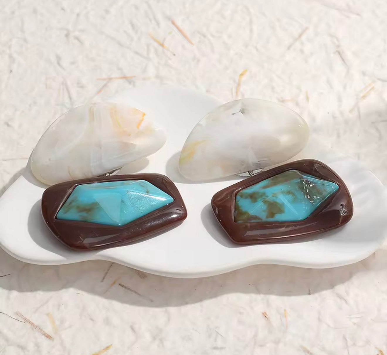 Vintage Turquoise Resin Drop Earrings