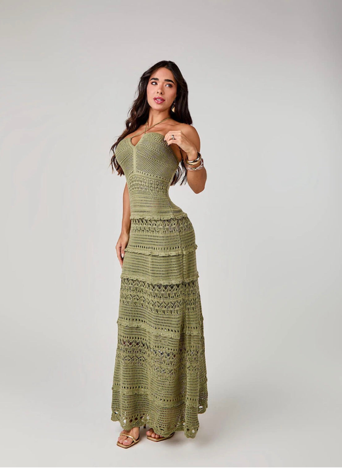 Coralis Crochet Knit Maxi Dress