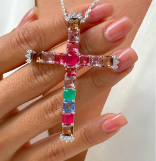 COLORFUL CRYSTAL CRUCIFIX