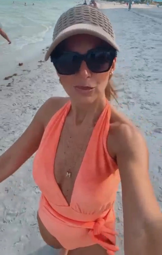 LACE-UP DEEP V-NECK ONE-PIECE PLUSH SWIMSUIT