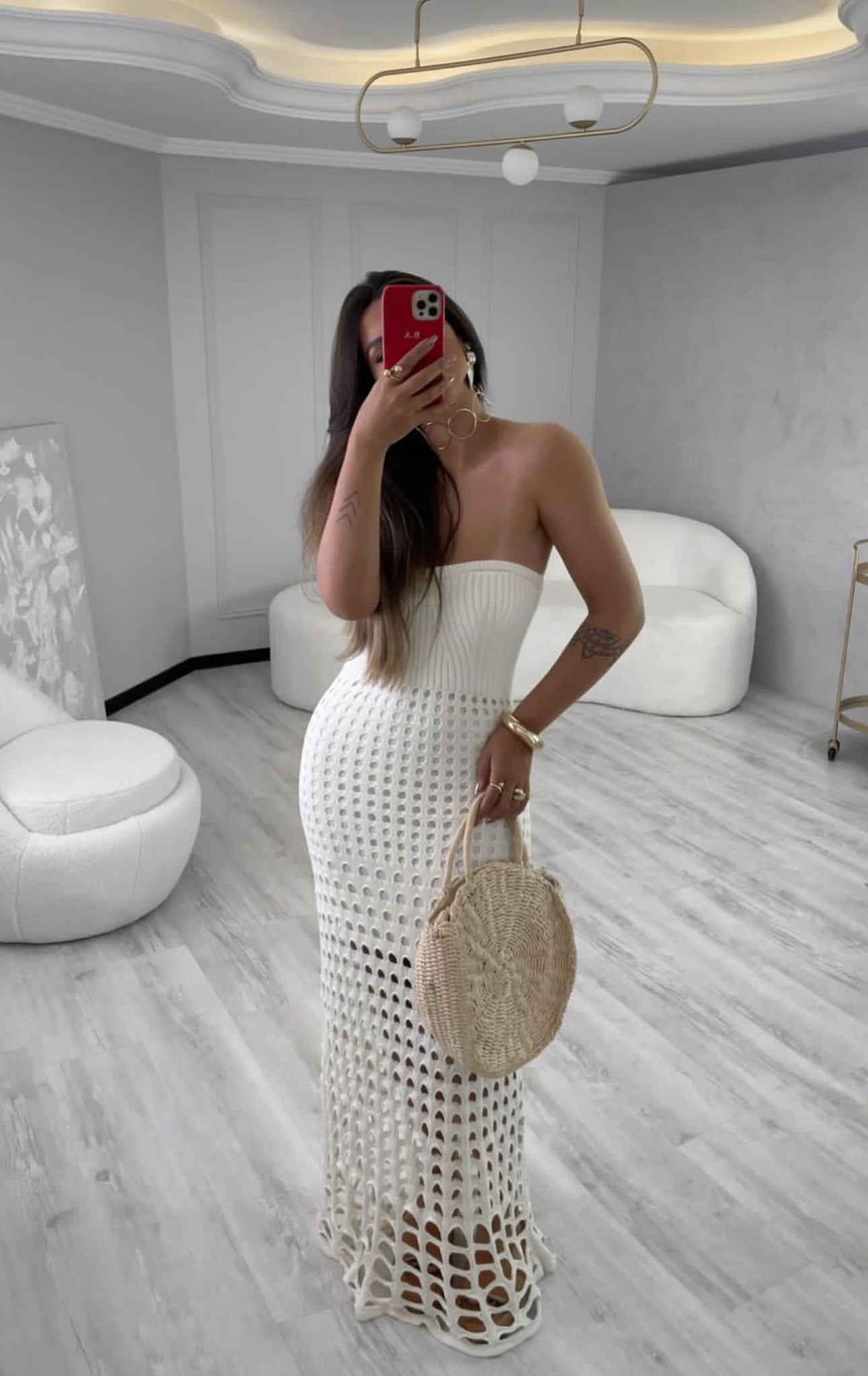 STRAPLESS KNIT LONG DRESS