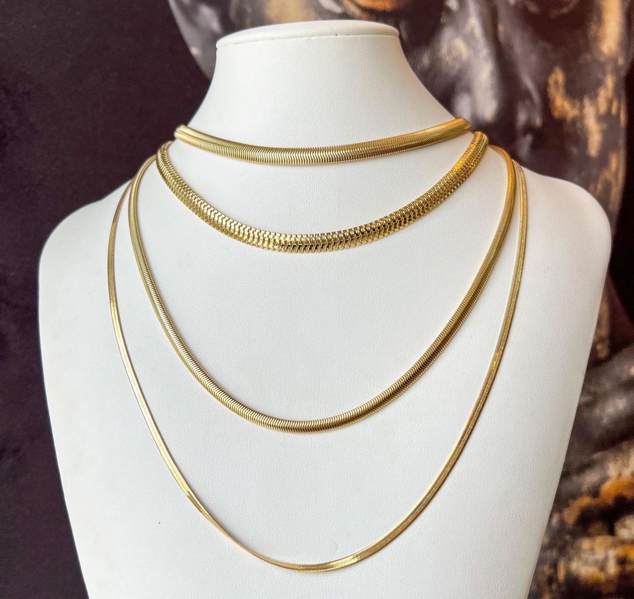 Gold Snakechain Necklace  18k Gold PLATED Snake Chain Necklace  Flat  Gift For Her