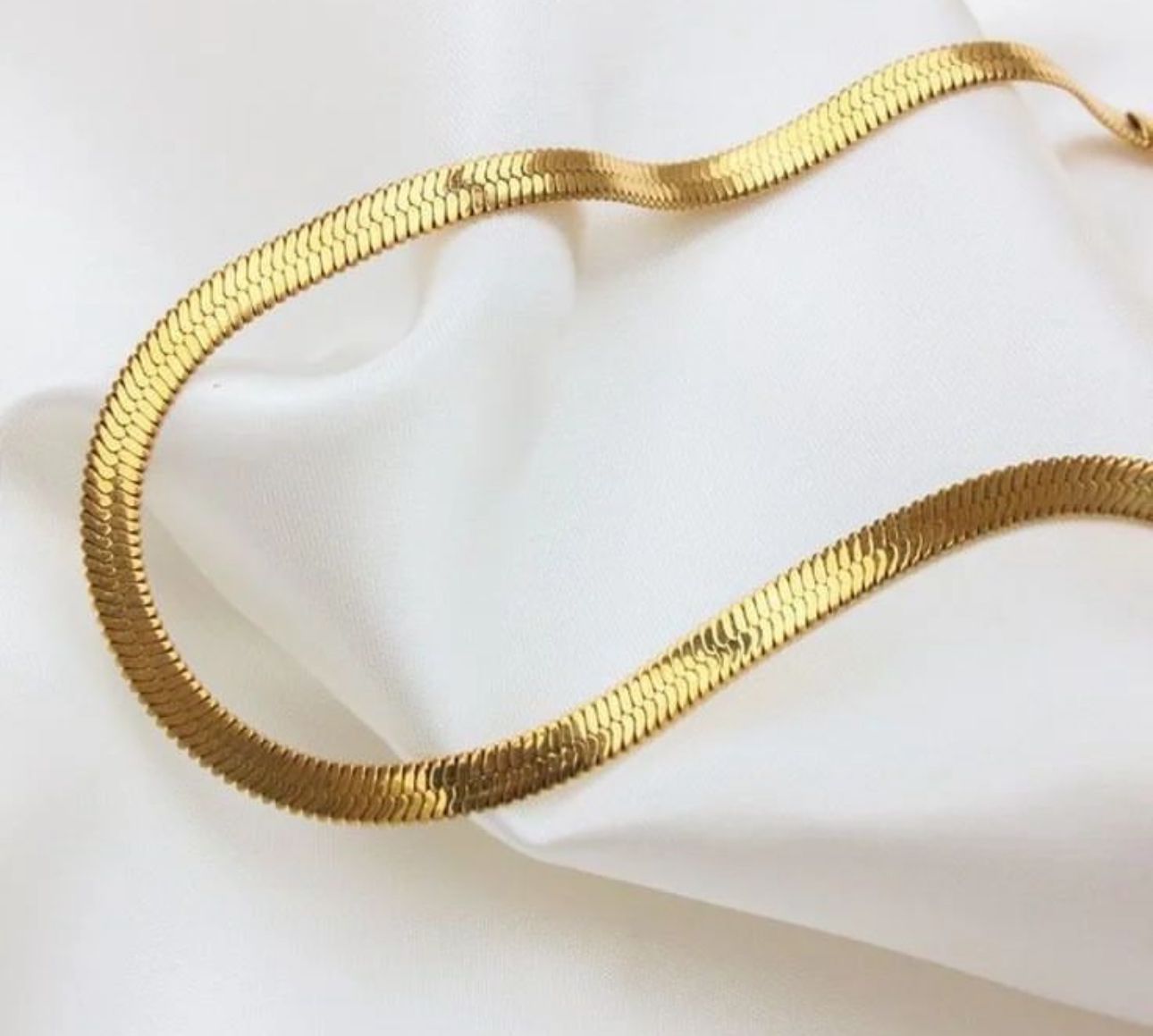 Gold Snakechain Necklace  18k Gold PLATED Snake Chain Necklace  Flat  Gift For Her