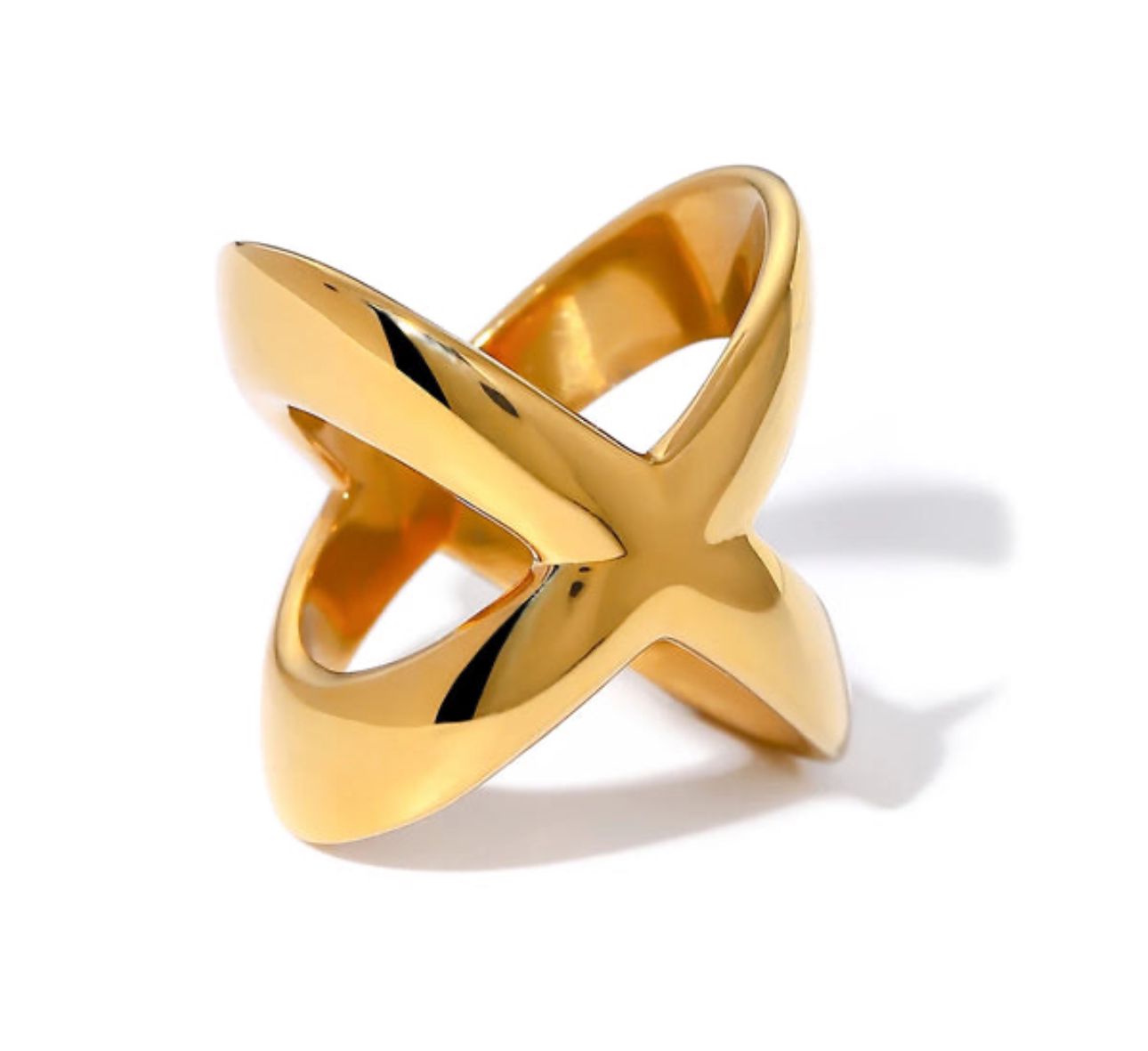 Gold Crossover Ring Bold Modern X Design Luxury RING