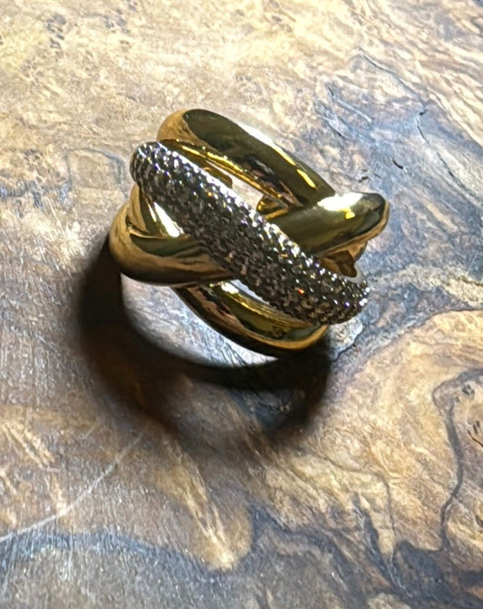 Triple Pave X Band Ring