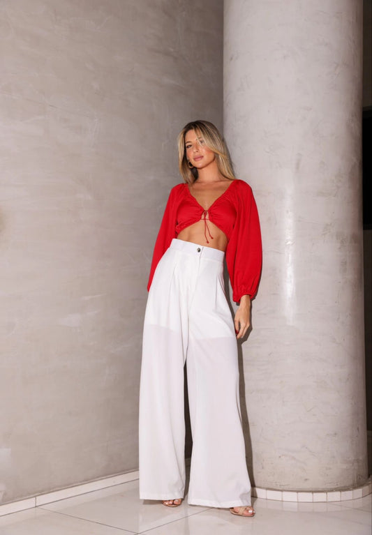 URBAN WONDERS WIDE LEG LINEN TAILOR PANTS