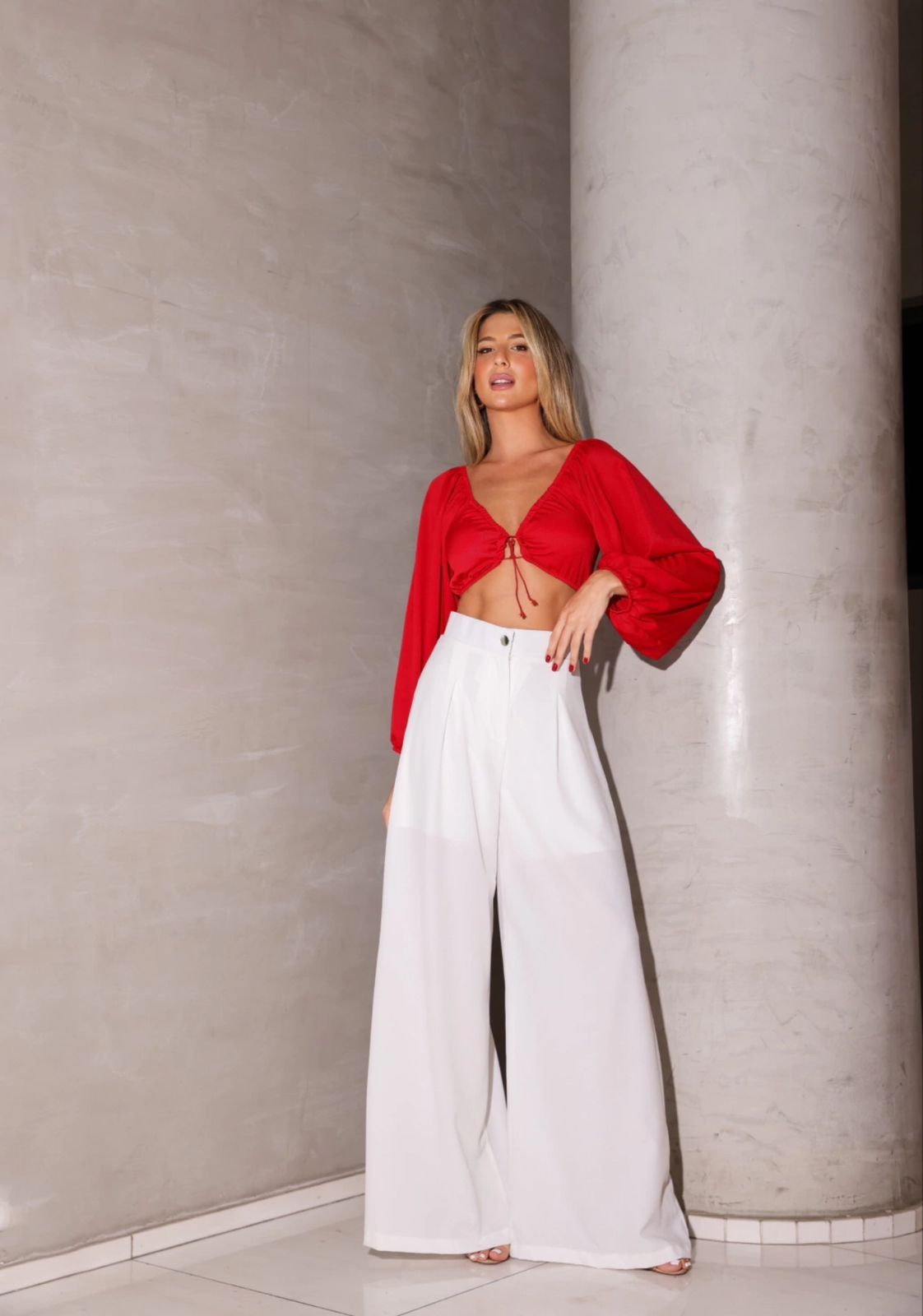 URBAN WONDERS WIDE LEG LINEN TAILOR PANTS