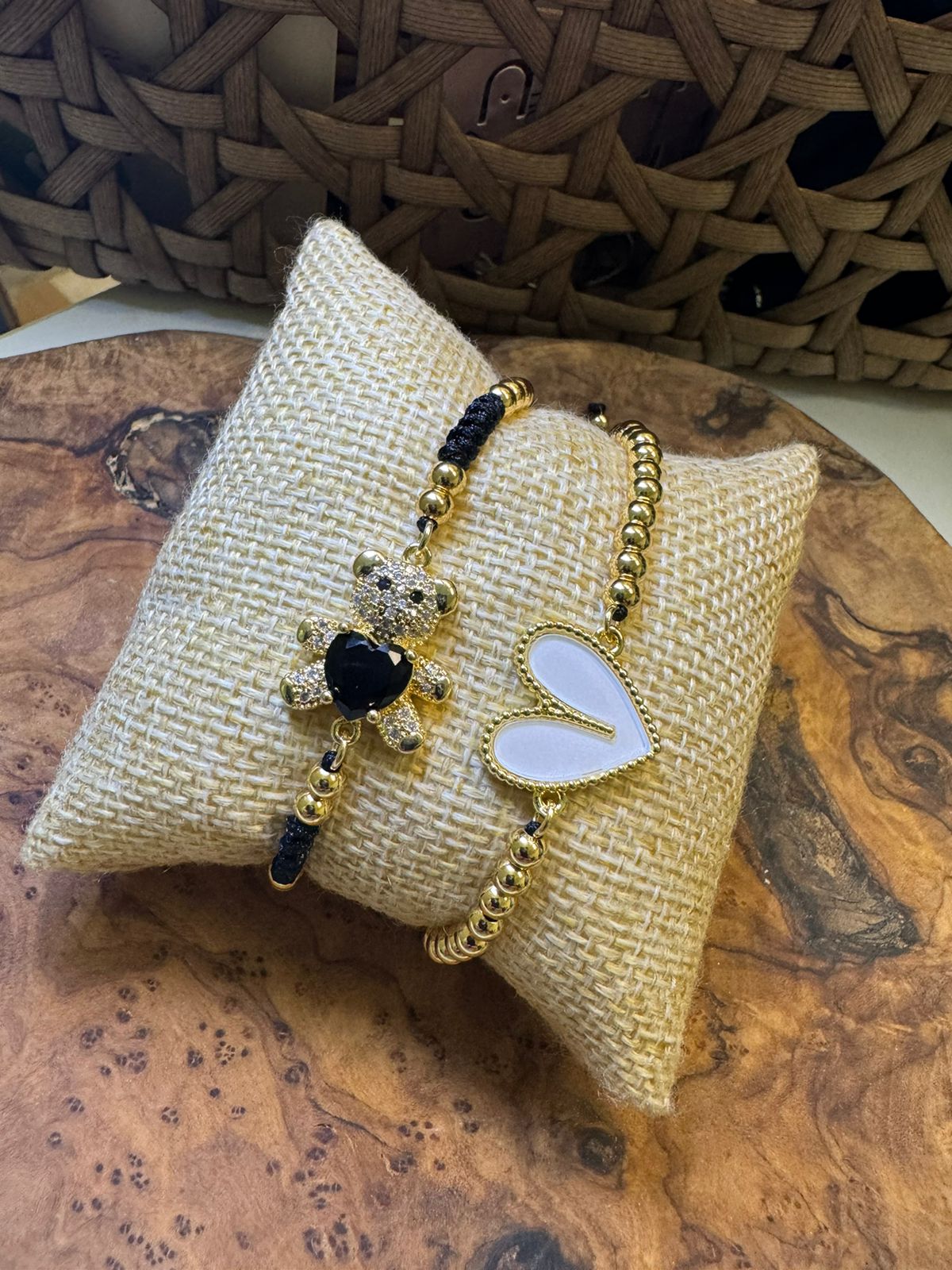 Heart Charm 18K Gold Plated Beaded adjustable Bracelet