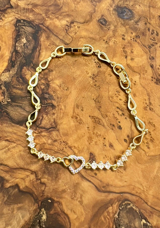 Heart Shaped Crystal Zircon Bracelet