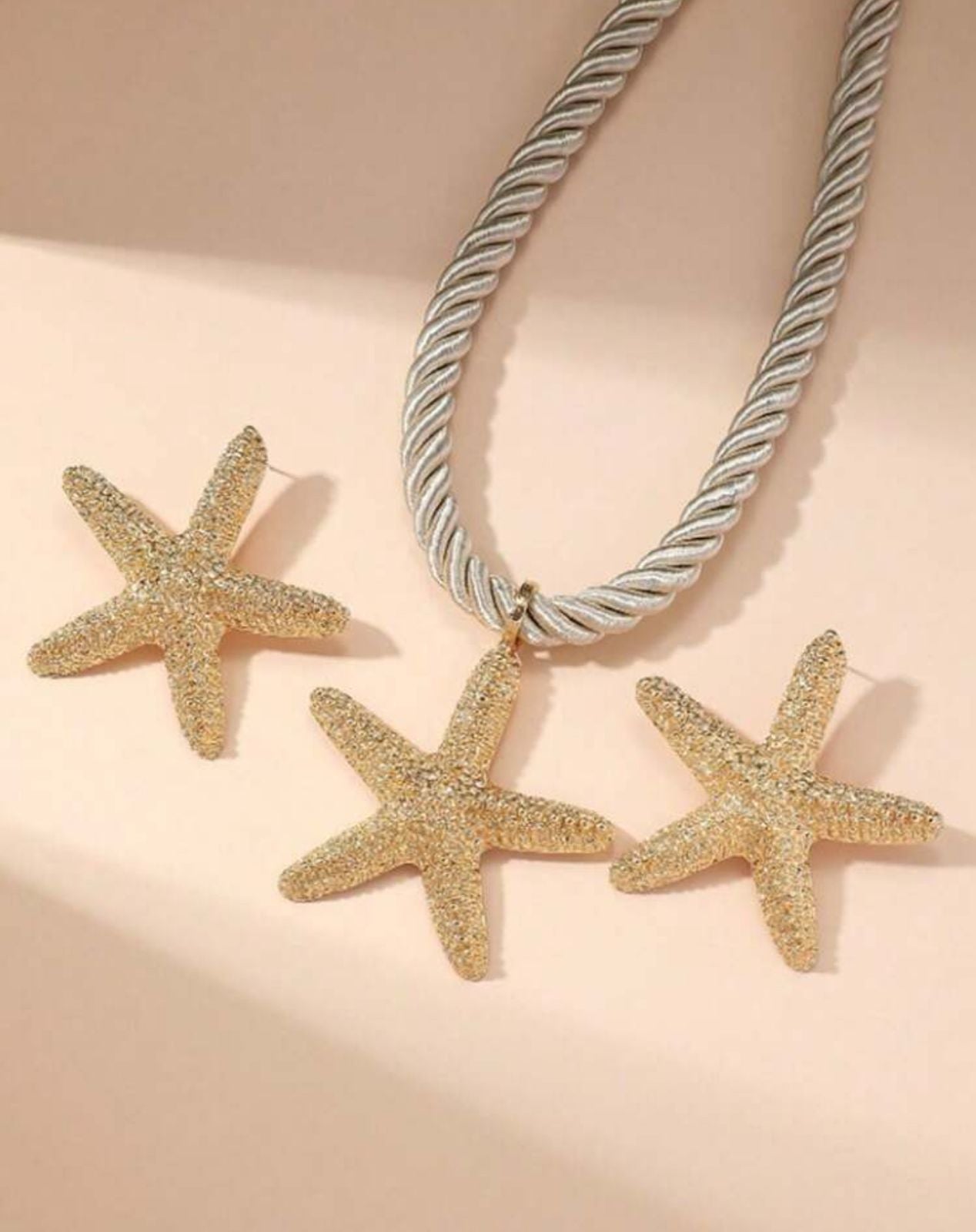 Starfish  Necklace Beach Earrings Braided Rope Choker Summer Jewelry