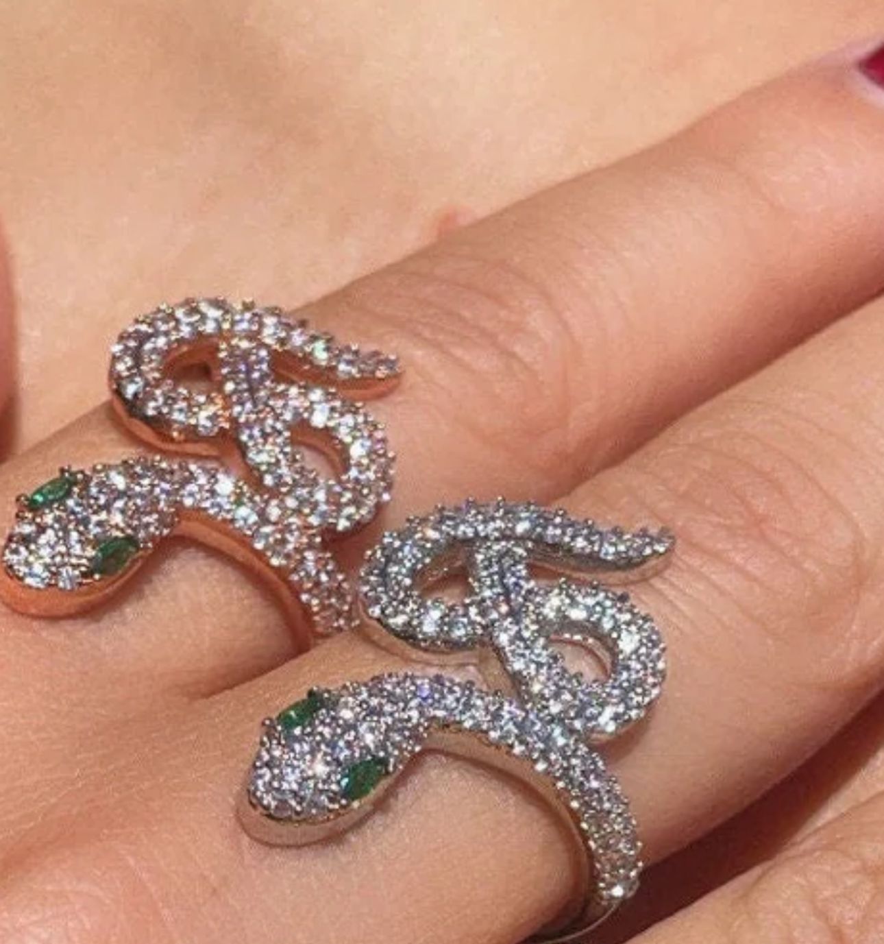 Sterling Silver Cubic Zirconia Snake Ring For Women