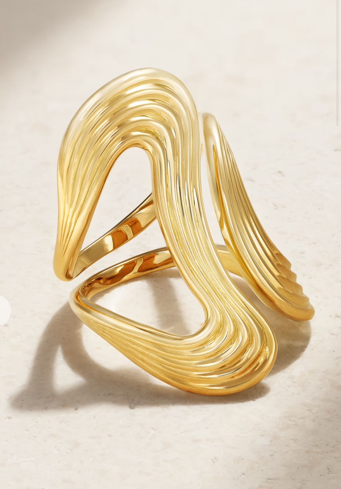 Elegant Wave Design Gold Plated Color Metal Statement Ring