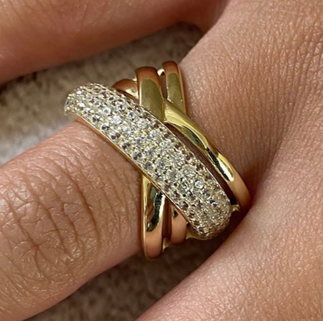 Triple Pave X Band Ring