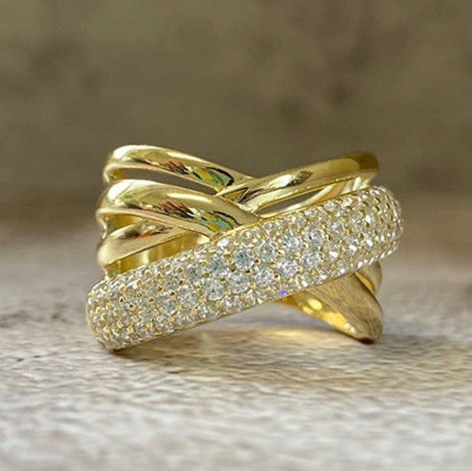 Triple Pave X Band Ring