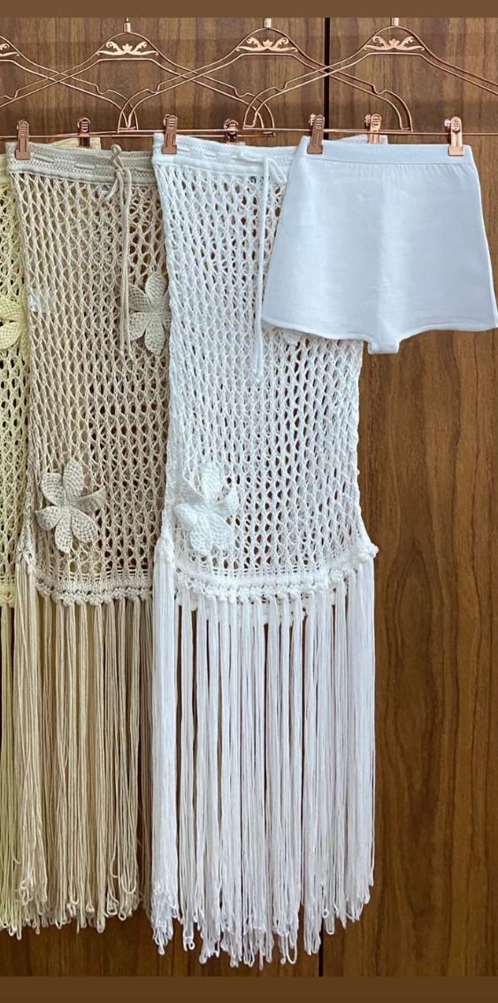 Trancoso Knitted Crochet fringe Skirt