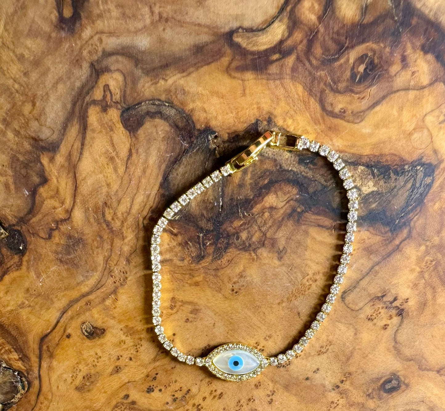 Golden CZ Evil Eye Bracelet