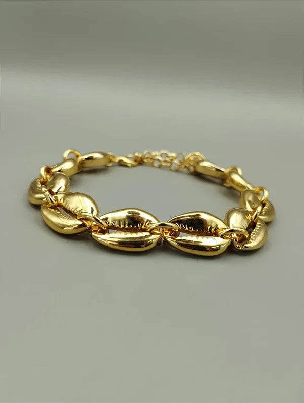 | Stainless Steel 18K Gold Plated Cowrie Shell Bracelet