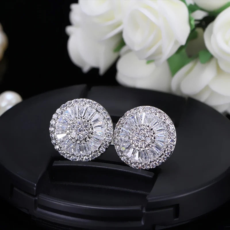 Trendy 925 Sterling silver Lab Diamond Stud Earring Party Wedding Earrings for Women men Charm Birthday Jewelry Gift