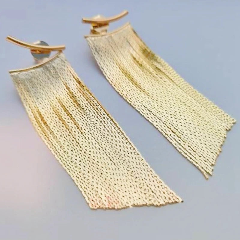 Chunky layer Chain Tassel Earrings  Stud Long Fringe TASSEL EARRINGS