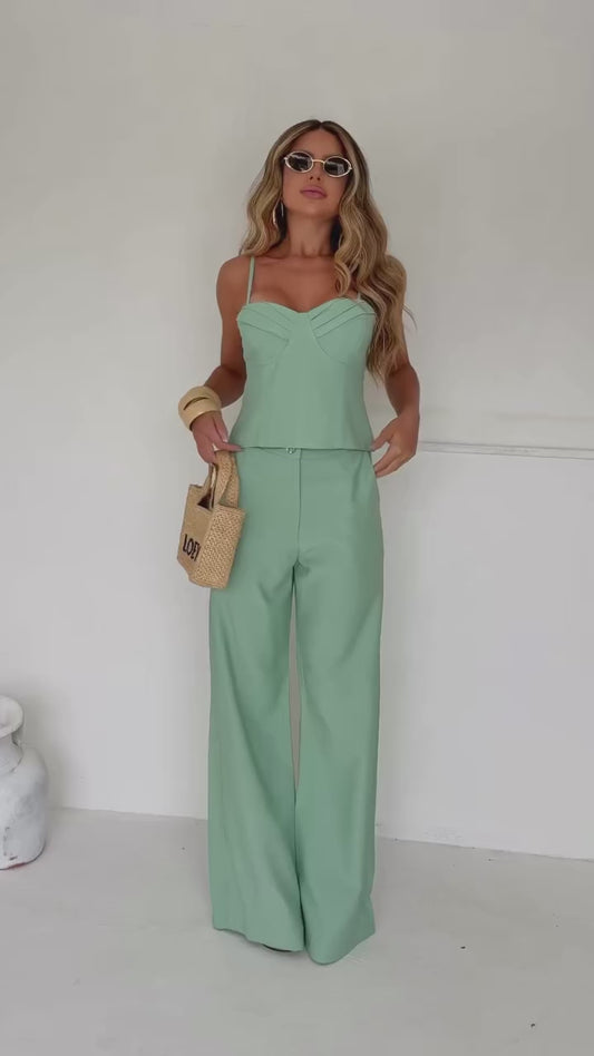 Mint green two-piece outfit