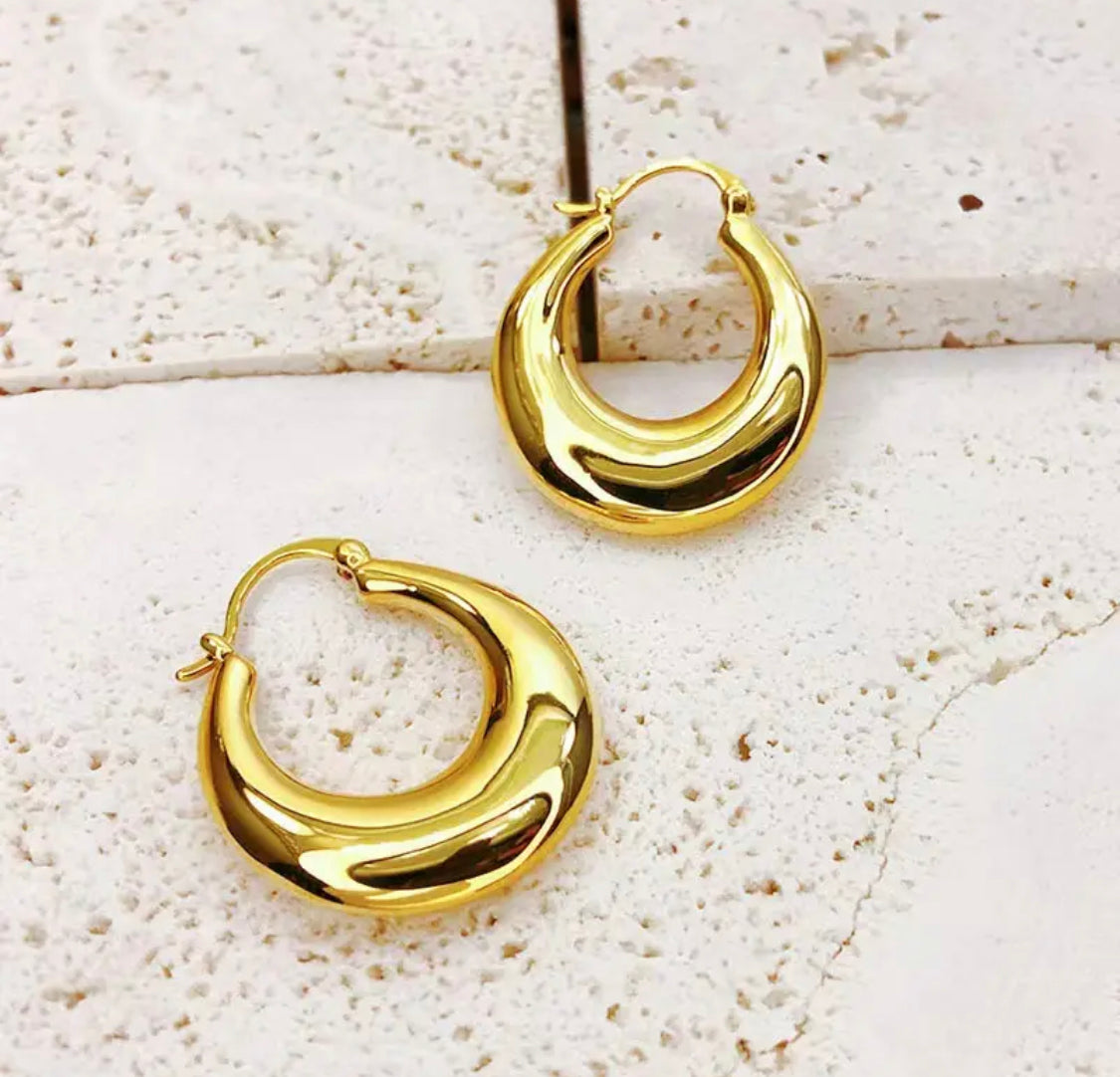 Fashion Simple Gold Plated Hoops Earrings for Women Twist Circle Thick Earrings Statement Jewelry Party Gifts