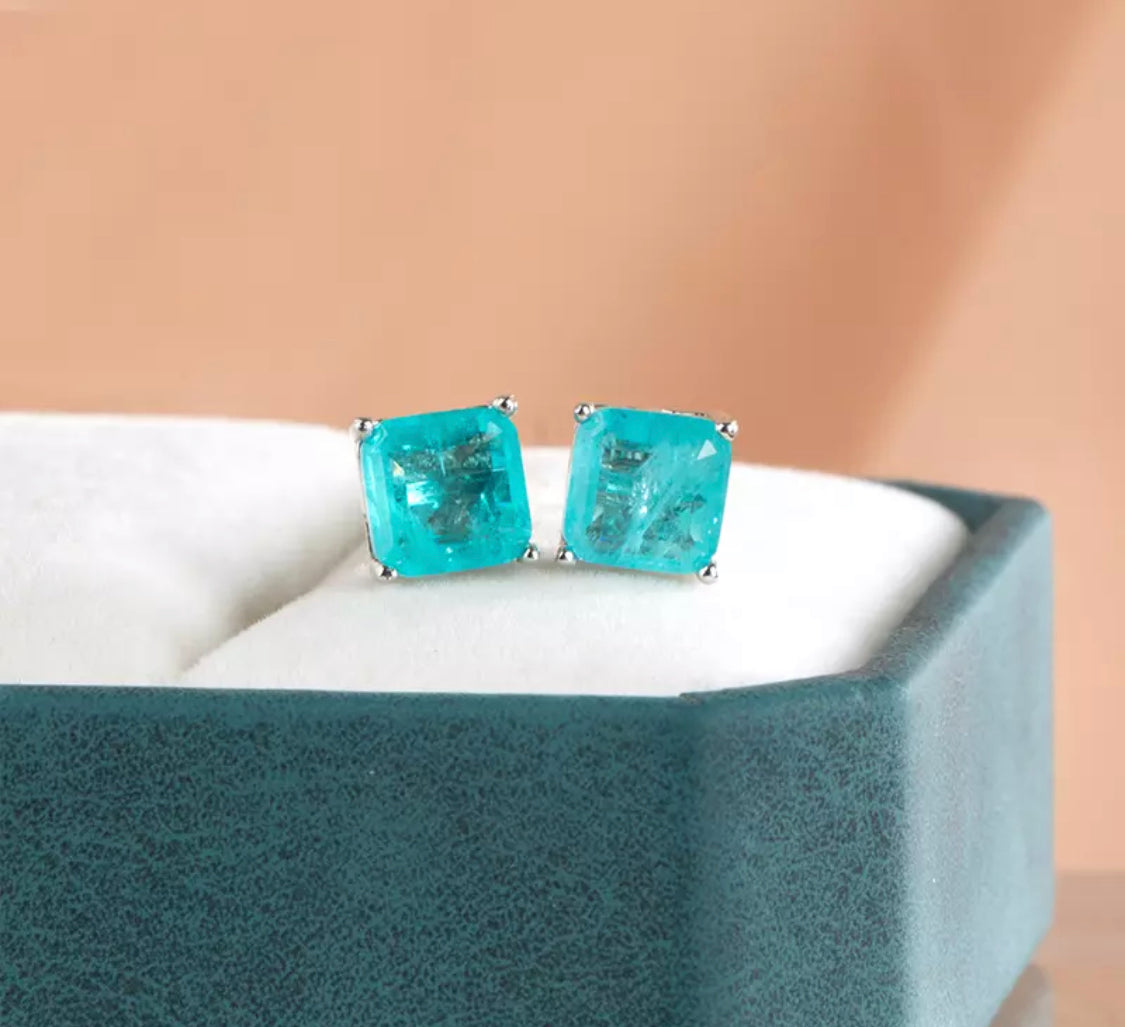 Cellacity 2022 100% 925 Sterling Silver Stub Earring With Paraiba Tourmaline Gemstone wedding party silver fine Jewelry  gift