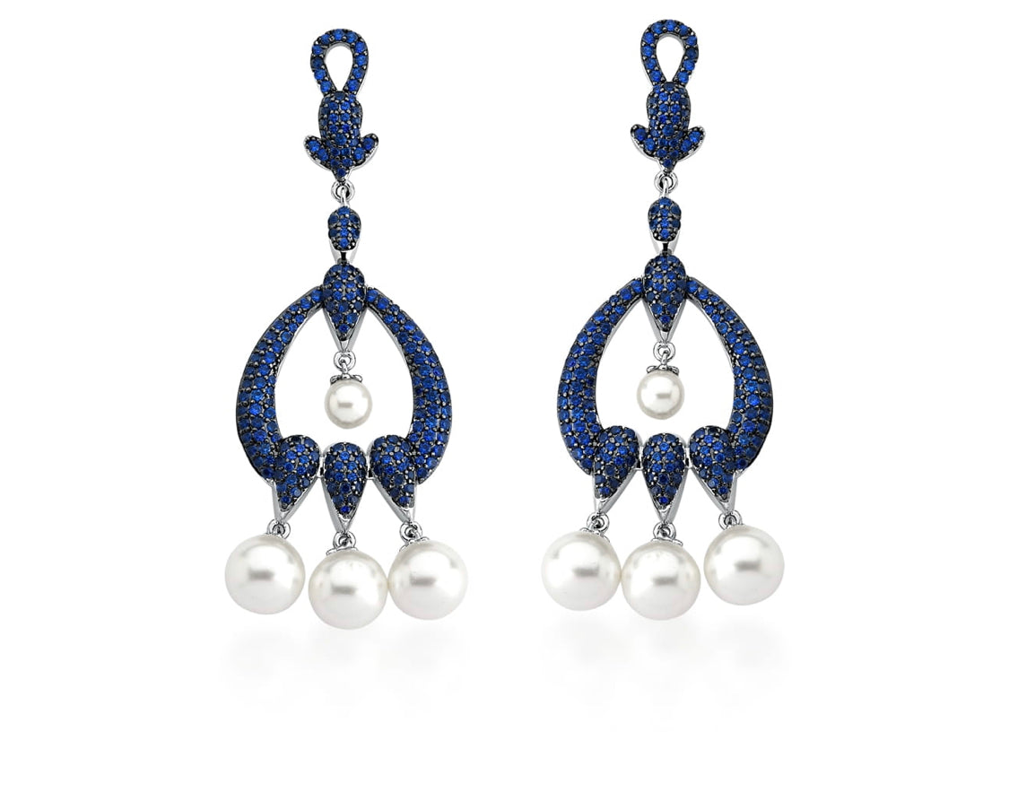 Pendulum blue zirconias earring