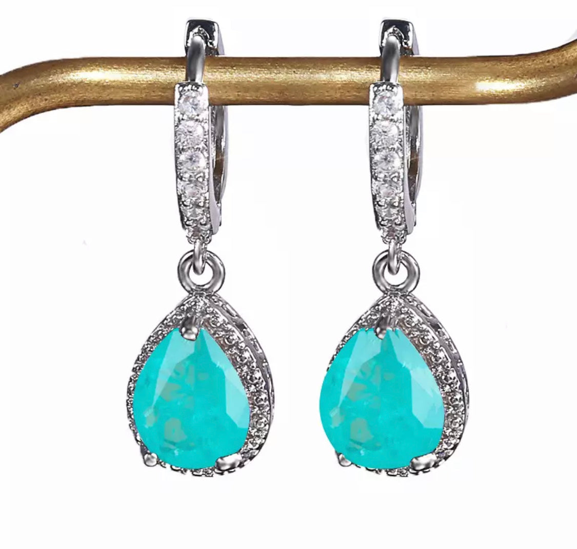 Cellacity 2022 100% 925 Sterling Silver Stub Earring With Paraiba Tourmaline Gemstone wedding party silver fine Jewelry  gift