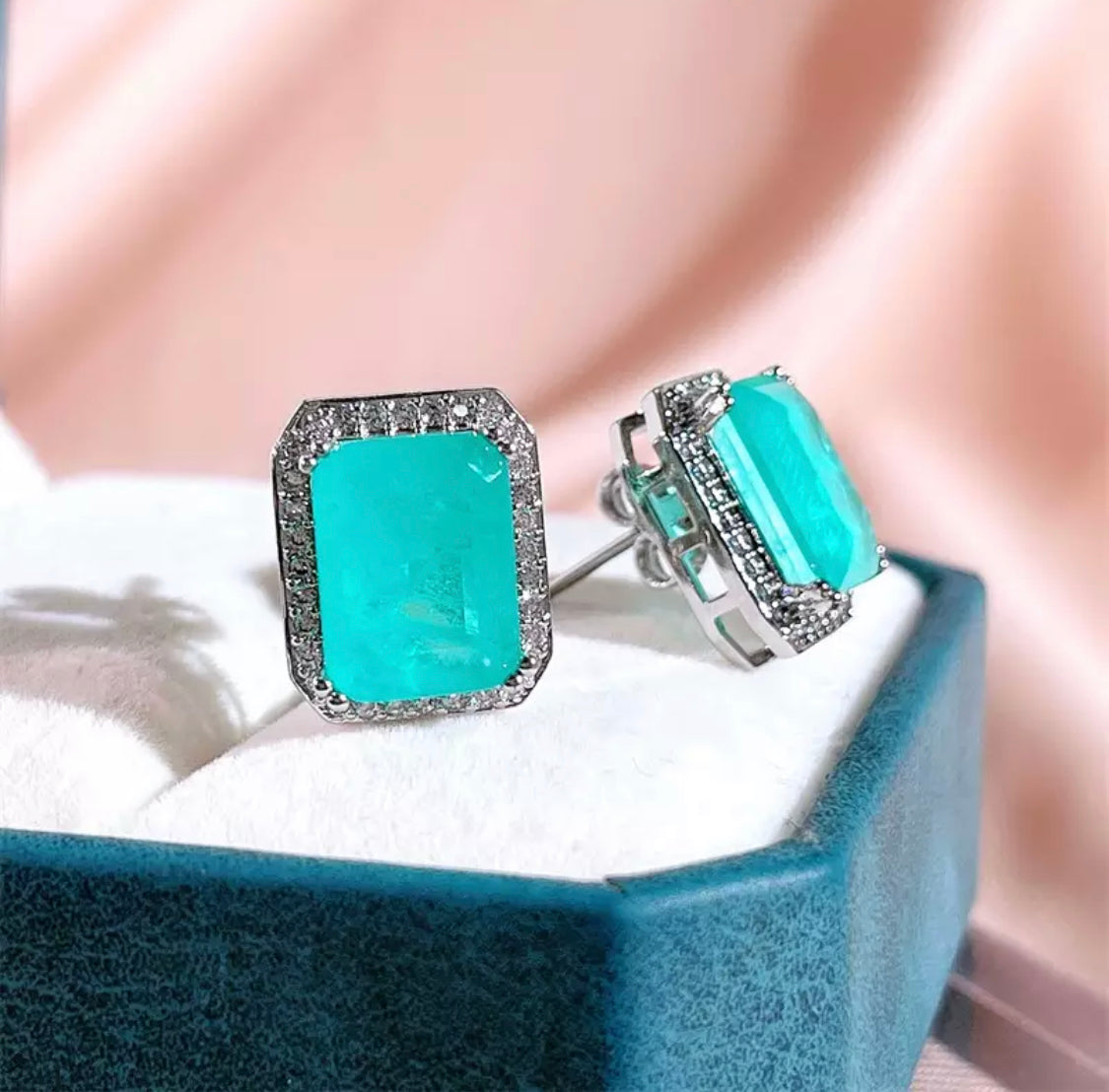 Cellacity 2022 100% 925 Sterling Silver Stub Earring With Paraiba Tourmaline Gemstone wedding party silver fine Jewelry  gift