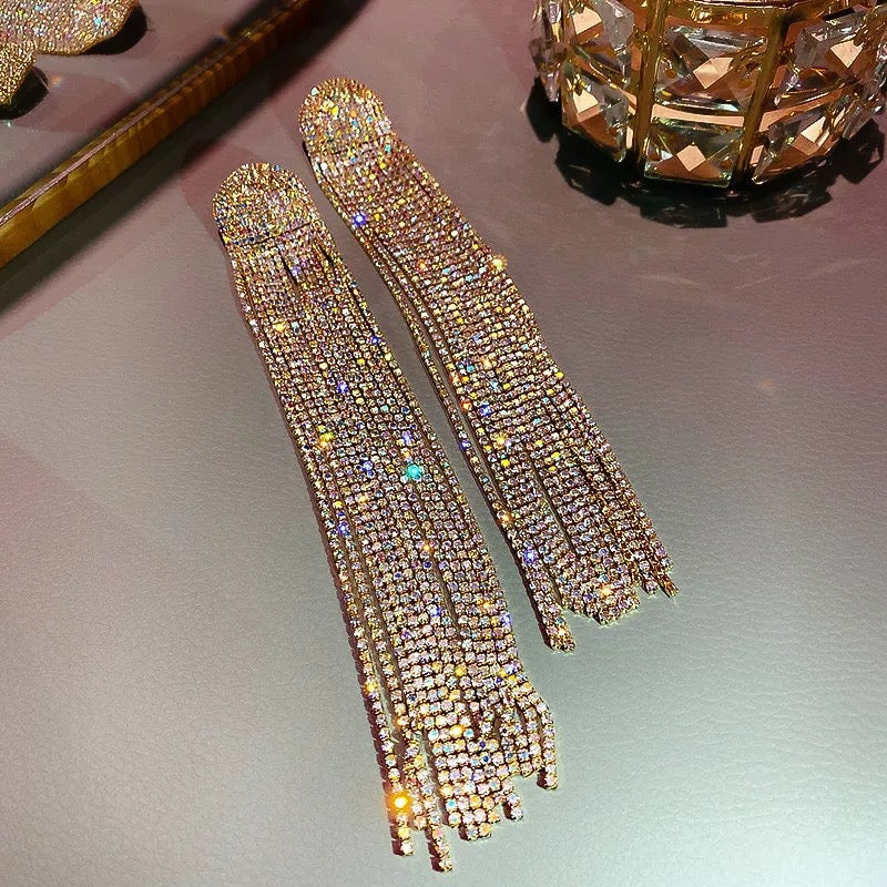 Long Tassel crystal earrings