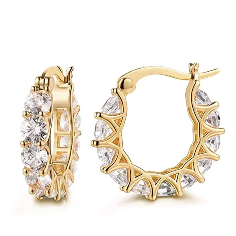 Glorya High Quality Cubic Zirconia Hoop U-shaped Earrings